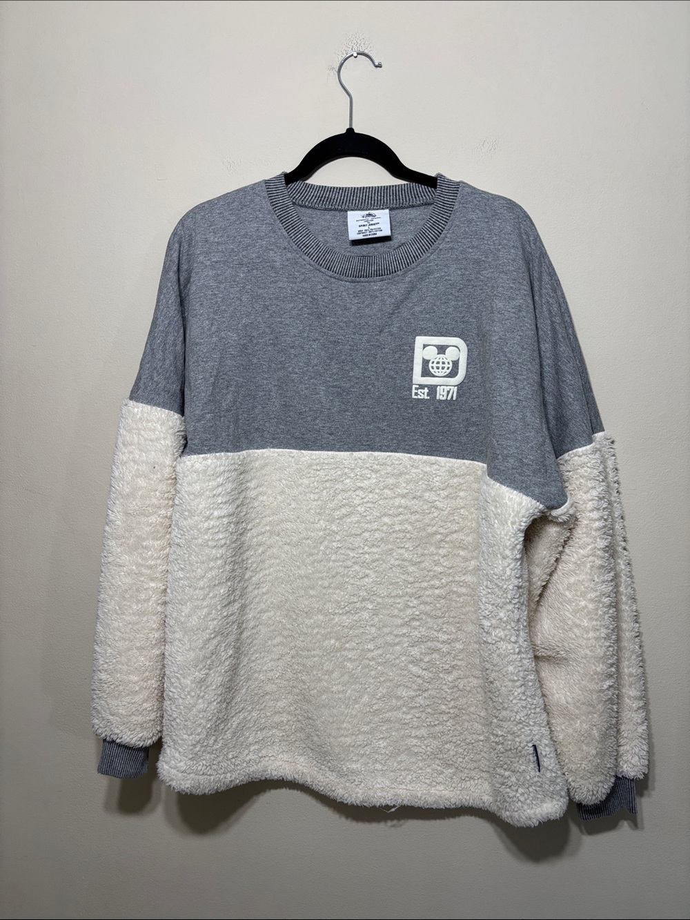 Disney Two-Tone Gray and Cream Sherpa Pullover Sweatshirt